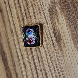 Micromosiac floral pin, vintage marked Italy